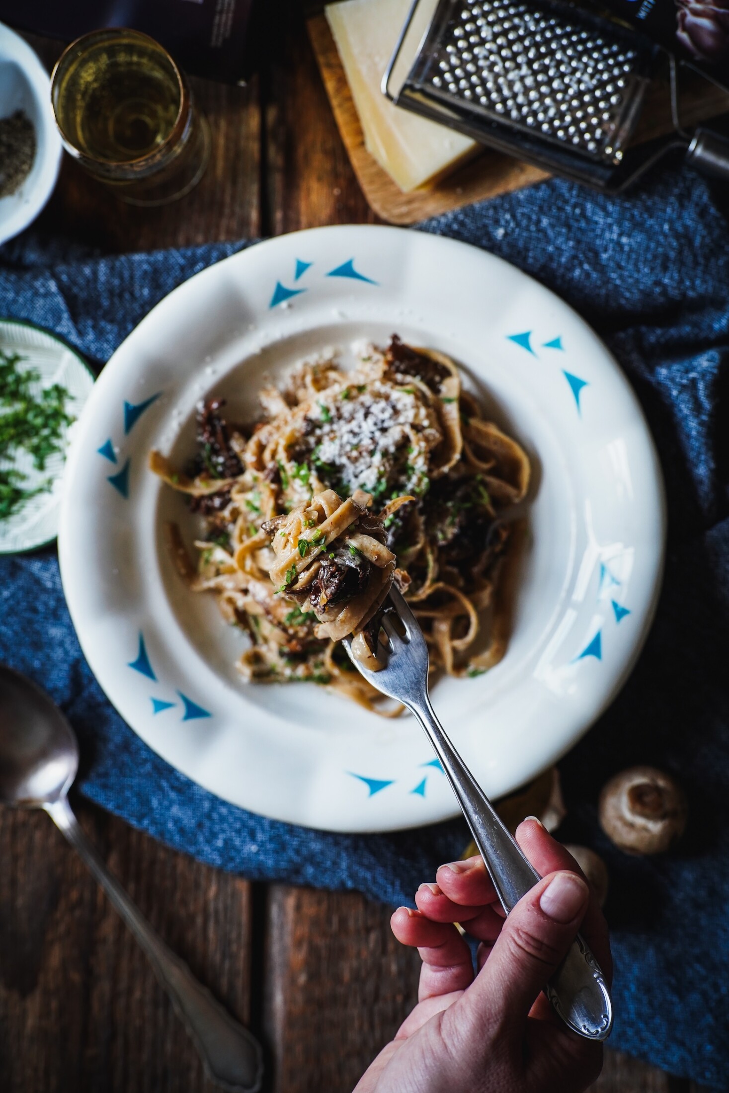 tagliatelle s lesnými hubami
